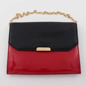 Lauren by Ralph Lauren Chic Black and Red Clutch with Gold Chain